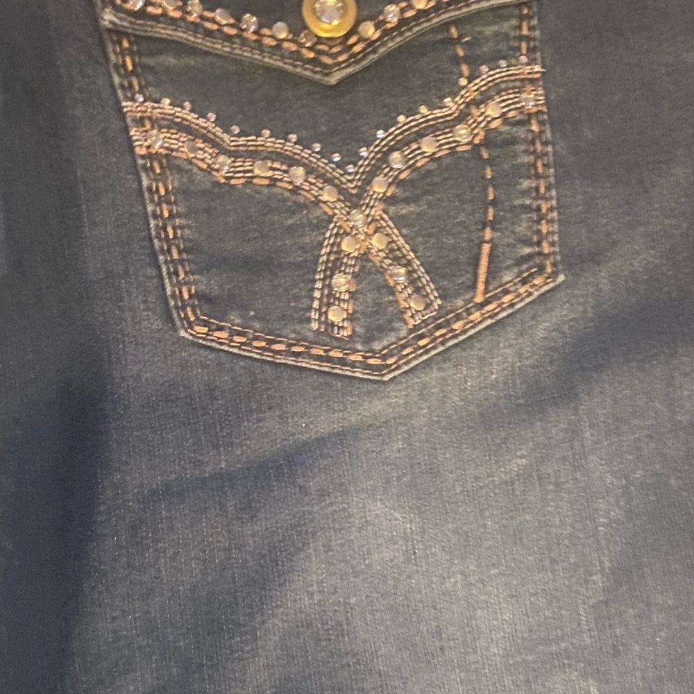 Cato Woman Denim Skirt Size 24W. Long w/Split, jeweled pockets new with tags - Picture 9 of 12